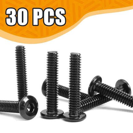 Biaungdo 30 Pcs Flat Head Allen Bolts, 1/4-20 x 1-1/4 Inch Black Carbon Steel Socket Cap Screws for Furniture