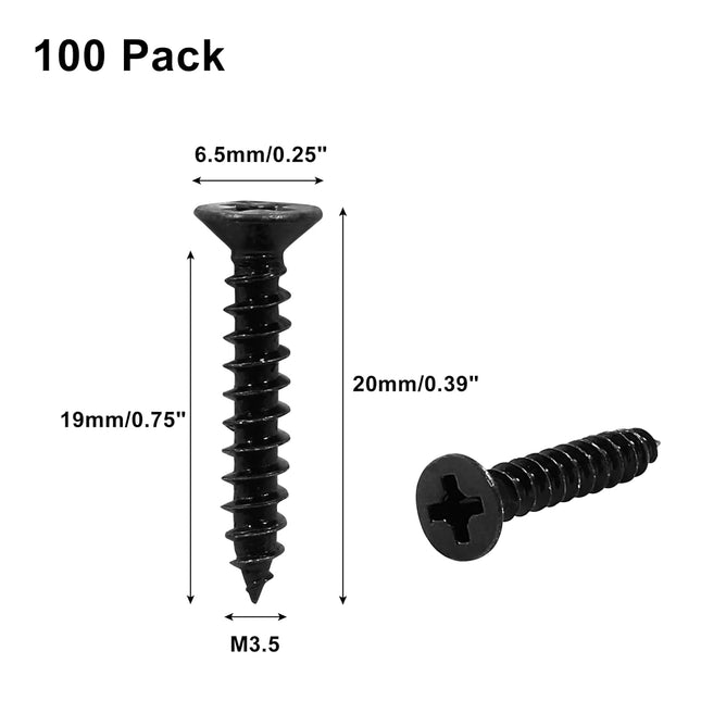 Biaungdo 6 X 3/4 Black Oxide Coated Carbon Steel Flat Head Phillips Wood Screw-(100 Pcs) – product detail