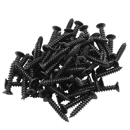 Biaungdo #6 X 3/4" Black Oxide Coated Carbon Steel Flat Head Phillips Wood Screw-(100 Pcs)