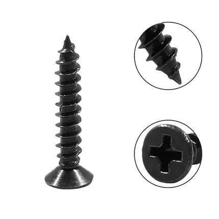 Biaungdo #6 X 3/4" Black Oxide Coated Carbon Steel Flat Head Phillips Wood Screw-(100 Pcs)
