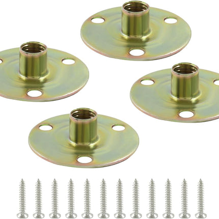Biaungdo Furniture Leg Mounting Plates, 4 Sets 5/16 Attachment Plates with Hanger Bolts Screws for Furniture Sofa Cabinet Chair Couch Seats Strengthen Weak Furniture feet Repair Plates(5/16x37x2.5mm)