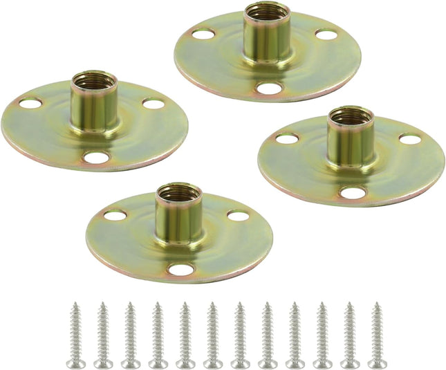 Biaungdo Furniture Leg Mounting Plates 4 Sets 5/16 Attachment Plates with Hanger Bolts Screws for