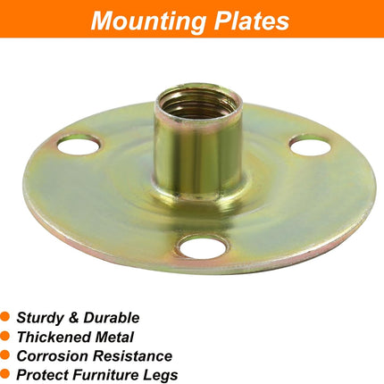 Biaungdo Furniture Leg Mounting Plates, 4 Sets 5/16 Attachment Plates with Hanger Bolts Screws for Furniture Sofa Cabinet Chair Couch Seats Strengthen Weak Furniture feet Repair Plates(5/16x37x2.5mm)