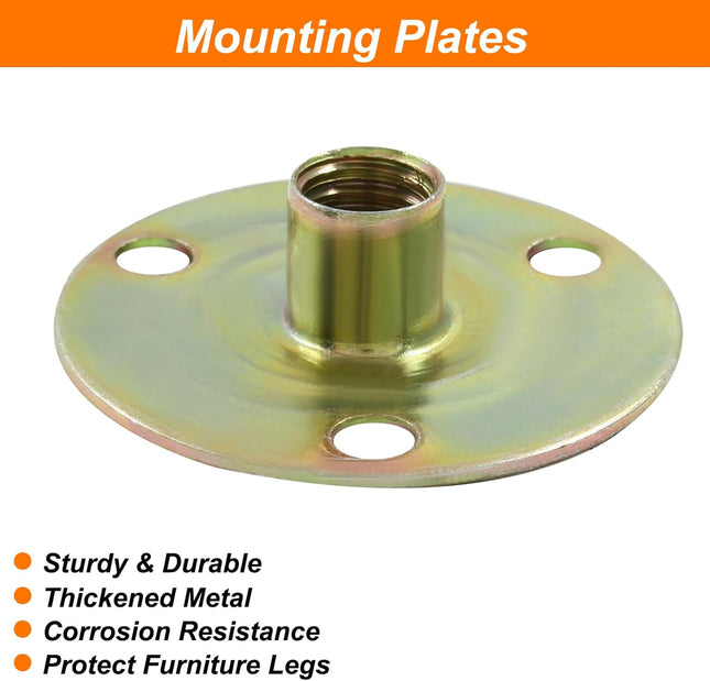 Biaungdo Furniture Leg Mounting Plates 4 Sets 5/16 Attachment Plates with Hanger Bolts Screws for – product detail
