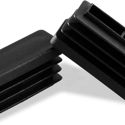 Biaungdo 24 Pack Rectangle Plastic Chair Leg Caps, 1/2" x 1-1/2" Tubing Glide End Insert Plug Cap Cove, Flexible Chair Leg Floor Protectors for Chair, Desk, Tube (Black)