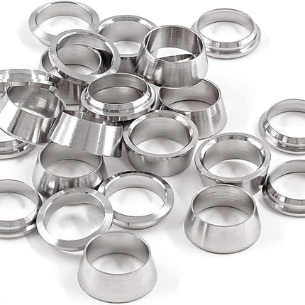Biaungdo 12 Pairs Compression Fitting Ferrule Sleeve, 304 Stainless Steel 3/8" Tube OD Compression Double Ferrule Sleeve Ring