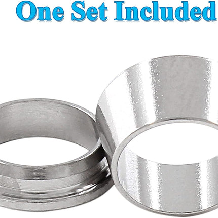 Biaungdo 12 Pairs Compression Fitting Ferrule Sleeve, 304 Stainless Steel 3/8" Tube OD Compression Double Ferrule Sleeve Ring