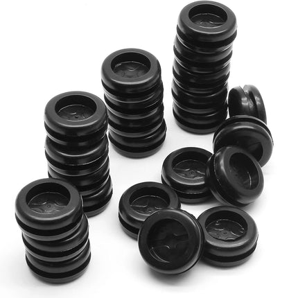 Biaungdo 60 Pcs Rubber Grommet, 5/8" Drill Hole Double-Sided Black Synthetic Rubber Grommet for Wire Protection, Firewall Plug Round Grommet (14mm x 16mm)