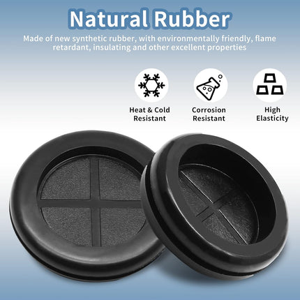 Biaungdo 60 Pcs Rubber Grommet, 5/8" Drill Hole Double-Sided Black Synthetic Rubber Grommet for Wire Protection, Firewall Plug Round Grommet (14mm x 16mm)