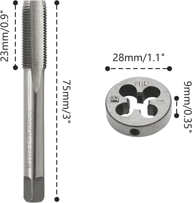Biaungdo M10 x 1mm Tap and M10 x 1mm Die Metric Right Hand Thread HSS Right Hand Thread Tap and Die Set – product detail