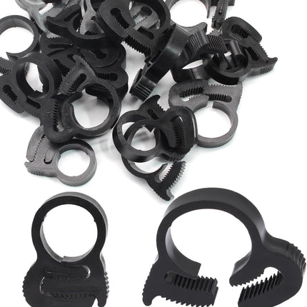 Biaungdo 20 Pack Black Double Gripping Nylon Hose Clamps, 12.3-13.3 mm Heavy Duty Snap Grip Plastic Clamps Adjustable Ratcheting Clamp