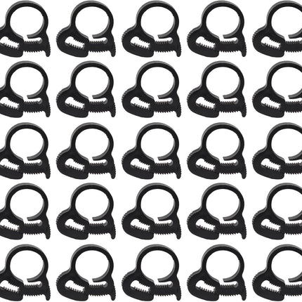 Biaungdo 20 Pack Black Double Gripping Nylon Hose Clamps, 12.3-13.3 mm Heavy Duty Snap Grip Plastic Clamps Adjustable Ratcheting Clamp