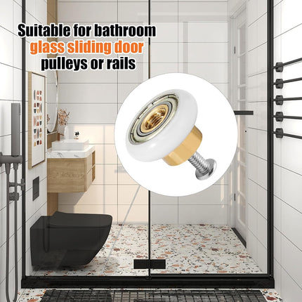 Biaungdo 4 Sets Shower Door Rollers, 19 mm Shower Door Rollers Runners Wheels Replacement Part, Bathroom Glass Door Roller Wheel Sliding Shower Door Runner