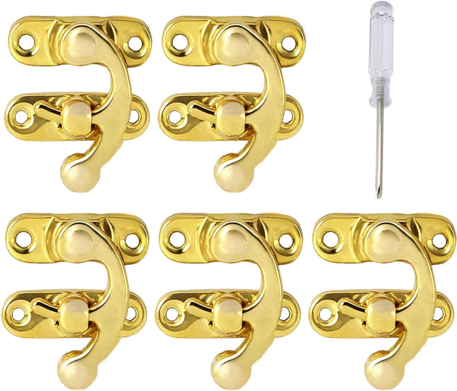 Biaungdo 5pcs Gold Vintage Style Swing Bag Clasp Closure Lock Latch for Furniture Wooden Box