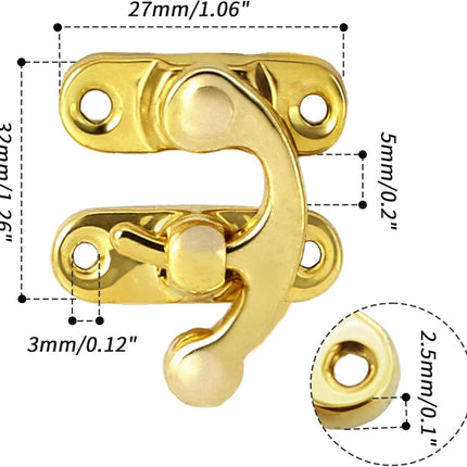 Biaungdo 5pcs Gold Vintage Style Swing Bag Clasp Closure Lock Latch for Furniture Wooden Box Jewelry Case Silver Tone with Mounting Screw & Screwdriver, 33 x 29 mm