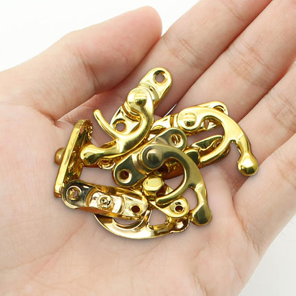 Biaungdo 5pcs Gold Vintage Style Swing Bag Clasp Closure Lock Latch for Furniture Wooden Box Jewelry Case Silver Tone with Mounting Screw & Screwdriver, 33 x 29 mm