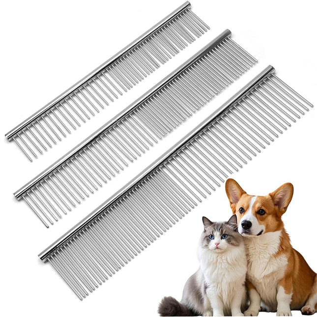 Biaungdo 3 Pcs Dog Grooming Combs Set Metal Dog Comb for Removing Tangles and Knot V1259-DP01-D-96