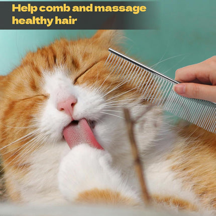 Biaungdo 3 Pcs Dog Grooming Combs Set, Metal Dog Comb for Removing Tangles and Knot, Cat Brush Grooming Tool for Long Haired Pets(7.48 x 1.65 inch & 7.4 x 1.3 inch & 6.5 x 1.14 inch)