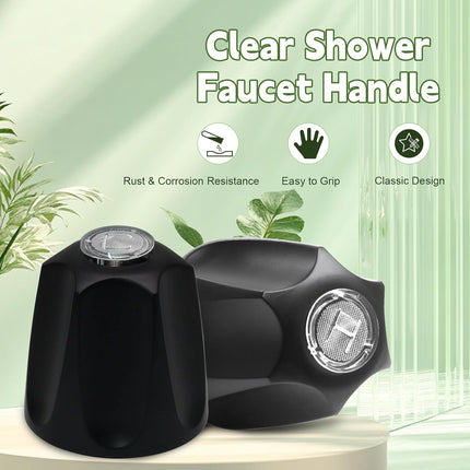 Biaungdo Black Shower Knob Replacement Set of 3, Bathtub Faucet Handles Include Hot and Cold/Diverter Shower Knob for Remodeling Trim