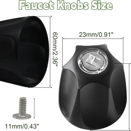 Biaungdo Black Shower Knob Replacement Set of 3, Bathtub Faucet Handles Include Hot and Cold/Diverter Shower Knob for Remodeling Trim
