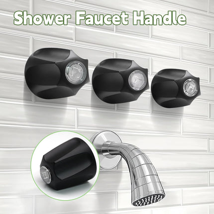 Biaungdo Black Shower Knob Replacement Set of 3, Bathtub Faucet Handles Include Hot and Cold/Diverter Shower Knob for Remodeling Trim