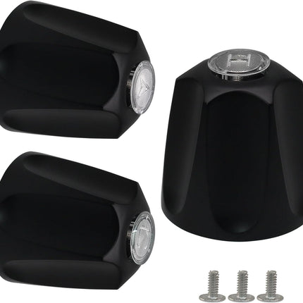 Biaungdo Black Shower Knob Replacement Set of 3, Bathtub Faucet Handles Include Hot and Cold/Diverter Shower Knob for Remodeling Trim