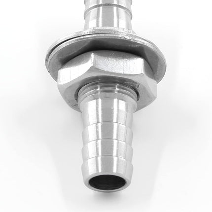 Biaungdo 2 Pcs 3/8" Hose Barb, 304 Stainless Steel Hose Barb Fitting Thru-Bulk Head Straight Hex Union Fitting for Air Water Fuel