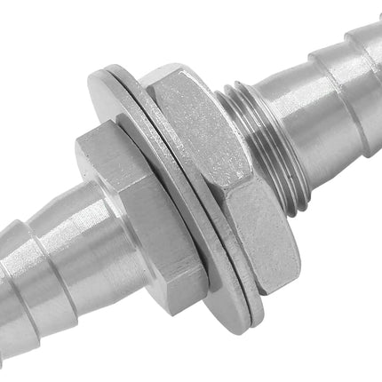 Biaungdo 2 Pcs 3/8" Hose Barb, 304 Stainless Steel Hose Barb Fitting Thru-Bulk Head Straight Hex Union Fitting for Air Water Fuel