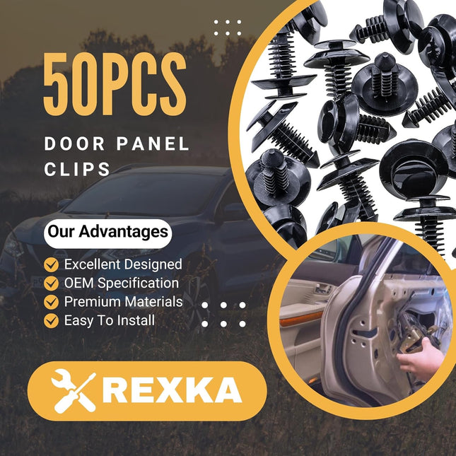 Rexka 50pcs Door Trim Panel Retainers Clips Fastener for Ford N801925-S Lincoln Mercury Bronco F150 – product detail