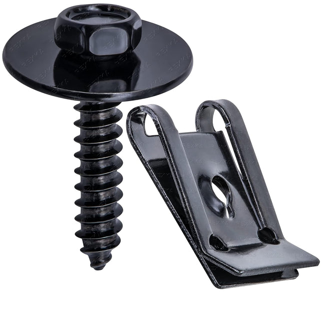 Rexka 20 Sets M4.2 Universal Fender Liner Engine Splash Shield Hex Head Screw & U Nut Kit for GM Chevy Ford