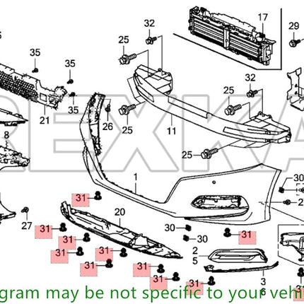 Rexka 40pcs Rear Front Bumper Cover Fender Grille Under Cover Push-Type Retainer Clip Fastener Rivet 91505-TM8-003 for Honda Acura