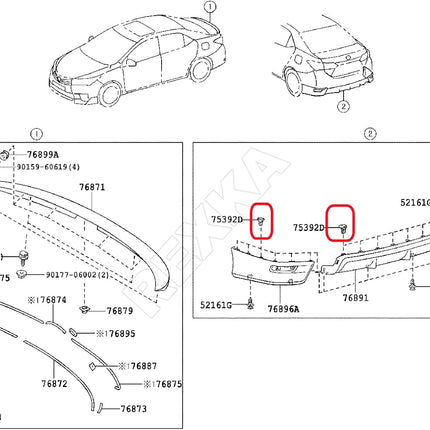 Rexka 25pcs Front & Rear Spoiler Moulding Clip Compatible with Toyota Lexus 75392-35220 4Runner, Camry, Corolla, FJ Cruiser, Highlander, Prius, Prius Prime, Prius V, RAV4