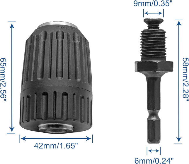 Biaungdo 1/2 Keyless Drill Chuck Adapter 2.0-13mm 1/4-Inch Hex Shank Drill Chuck Adapter Converter – product detail