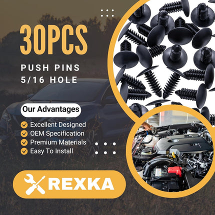 Rexka 30pcs Fender Bumper Shield Fender Liner Push Pin Retainer Clips 6030441 for Jeep Dodge Ram Chrysler