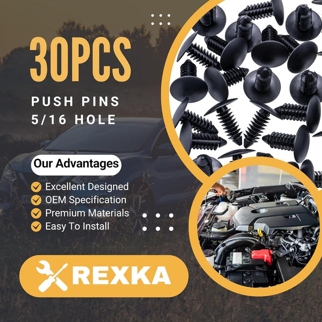 Rexka 30pcs Fender Bumper Shield Fender Liner Push Pin Retainer Clips 6030441 for Jeep Dodge Ram Chrysler – product detail
