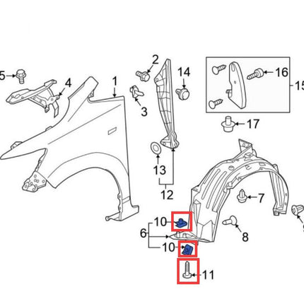 Rexka 15 Sets Fender Liner Splash Shield Screw U Nut Kit for Honda Acura 90308-SB2-013 90114-SE0-000 Accord Civic CR-V Crosstour Element Odyssey Passport Pilot Ridgeline S2000 & More Radiator Support
