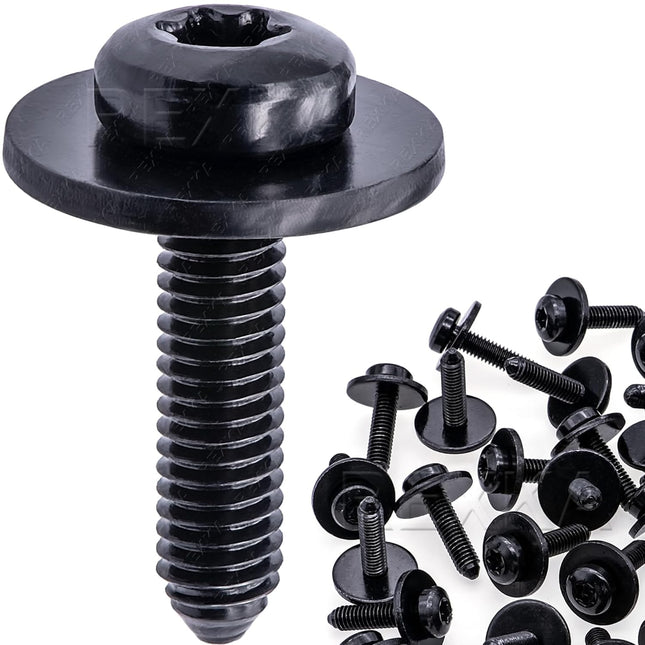 Rexka 20pcs M6-1.0 X 25mm T30 Torx Drive Air Deflector Radiator Support Front Bumper Screw for VW Audi