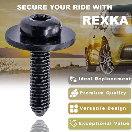 Rexka 20pcs M6-1.0 X 25mm T30 Torx Drive Air Deflector Radiator Support Front Bumper Screw for VW Audi N90993603 N-909-936-03- Multipurposes