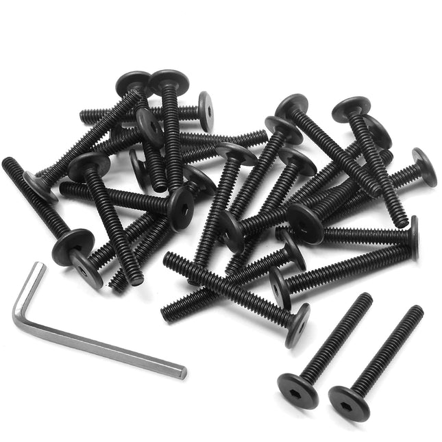 Biaungdo 30 Pcs Flat Head Allen Bolts 1/4-20 x 2 Inch Black Socket Cap Screws Joint Connecting Bolts