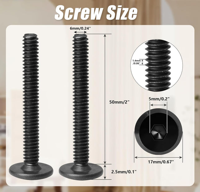 Biaungdo 30 Pcs Flat Head Allen Bolts 1/4-20 x 2 Inch Black Socket Cap Screws Joint Connecting Bolts – product detail