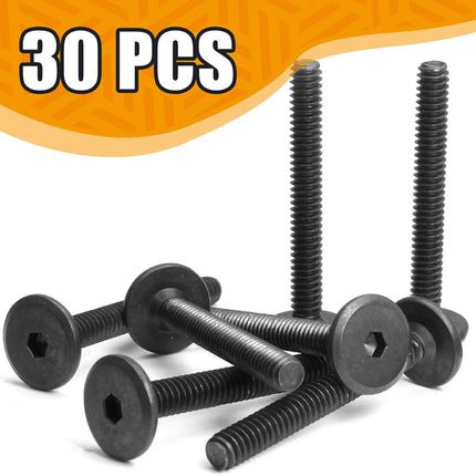 Biaungdo 30 Pcs Flat Head Allen Bolts, 1/4-20 x 2 Inch Black Socket Cap Screws Joint Connecting Bolts Countersunk Screws for Furniture, Fully Threaded