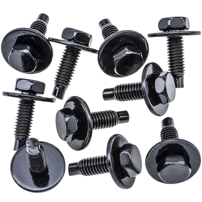 Rexka 10pcs M6-1.0 X 20mm Hex Head Sems Bolt W/Dog Point for Nissan Infiniti V1259-DP01-E-240