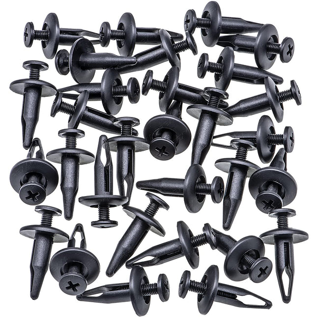 Rexka 30pcs Radiator Shroud & Trim Retainer Push-Type Clips Rivet Compatible with GM 20664092 Ford – product detail