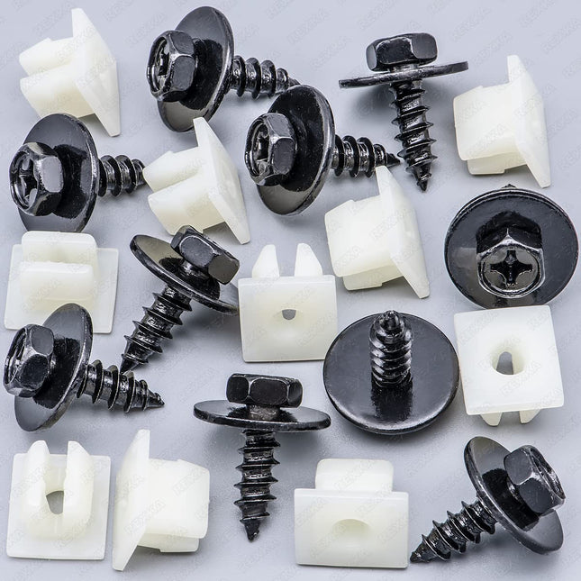 Rexka 10 Sets Bumper Cover Splash Shield Rocker Molding Screw Nut Grommet Kit Fit Toyota 901596-0525