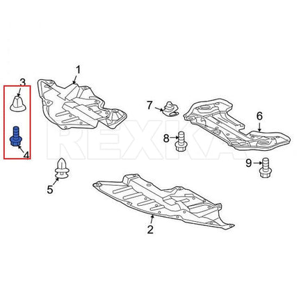 Rexka 10 Sets Bumper Cover Splash Shield Rocker Molding Screw Nut Grommet Kit Fit Toyota 901596-0525 90189-06193 Avalon Camry Highlander Sienna Venza