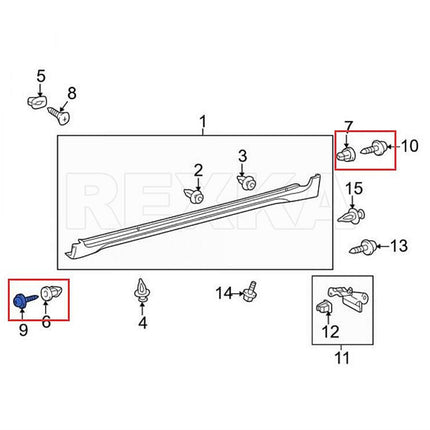 Rexka 10 Sets Bumper Cover Splash Shield Rocker Molding Screw Nut Grommet Kit Fit Toyota 901596-0525 90189-06193 Avalon Camry Highlander Sienna Venza