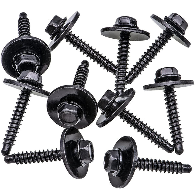 Rexka 10pcs M4.2x1.41x25 Multi-Purpose Bolt for GM Chevy 11547421 -Wheelhouse Liner Bumper Cover in Black