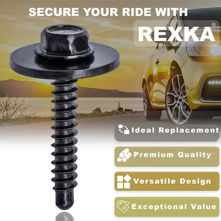 Rexka 10pcs M4.2x1.41x25 Multi-Purpose Bolt for GM Chevy 11547421 -Wheelhouse Liner Bumper Cover Floor Pan Splash Shield Air Deflector Rocker Molding Grille Headlamp Fender Liner