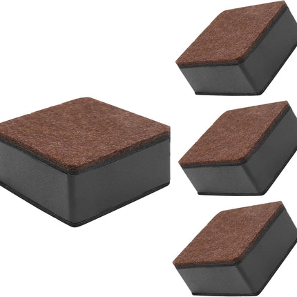 Biaungdo 4 Pcs Self-Adhesive Furniture Risers, Square Furniture Bed Risers, Heavy Duty Carbon Steel Table Sofa Couch Chair Lift Risers with Felt Pad(Add 1.2" Height, Black)
