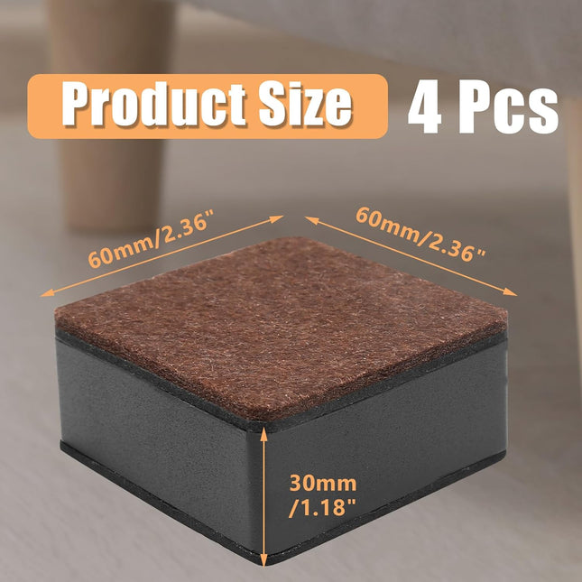 Biaungdo 4 Pcs Self-Adhesive Furniture Risers Square Furniture Bed Risers Heavy Duty Carbon Steel – product detail
